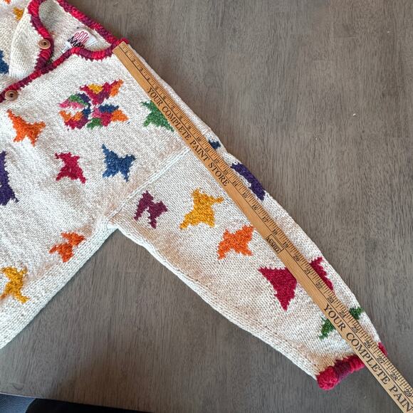 Price reduced! Vintage Amano Cardigan Bolivia 100% Wool sweater with butterflies - Picture 6 of 8